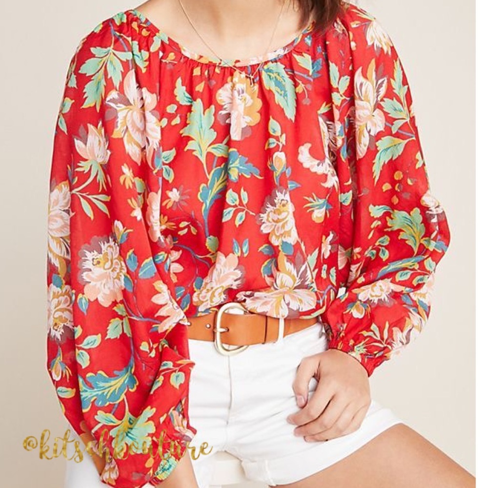 Anthropologie Maeve Floral Print Blouse